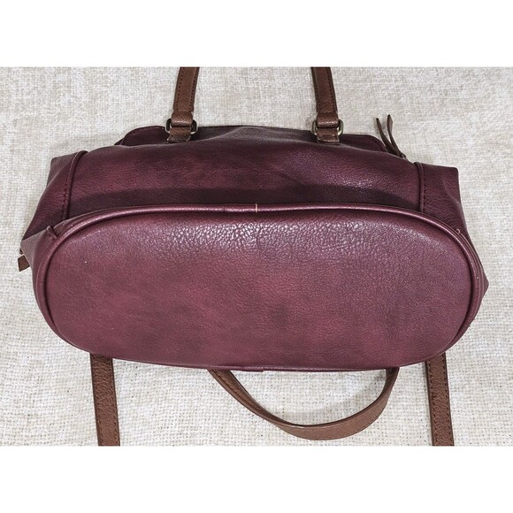 Modcloth Faux Leather Burgundy & Tan  Shoulder Handbag Crossbody Purse - Picture 4 of 14